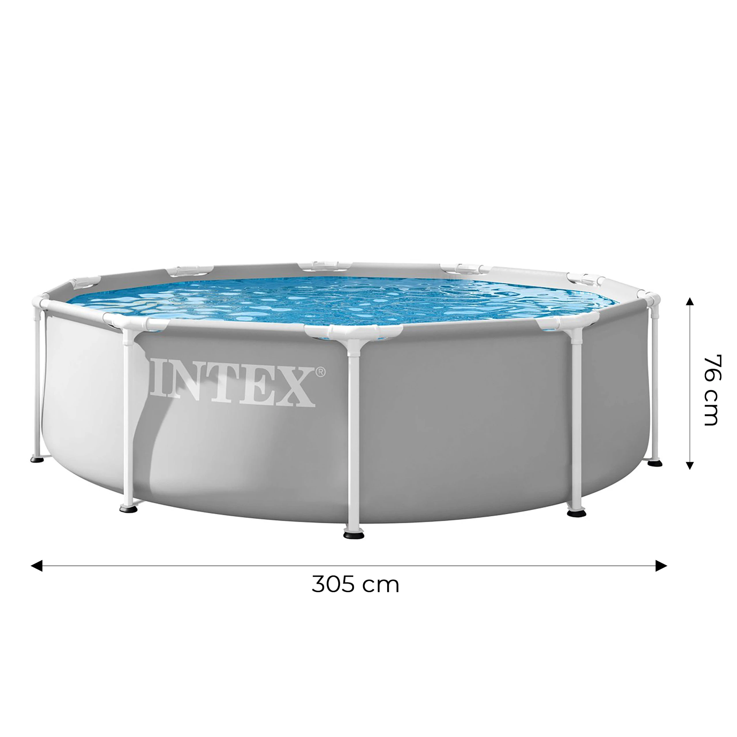 Sodo karkasinis apvalus baseinas 305×76 cm su siurbliu, INTEX 26702ND aprašymas - Prekės nuotrauka