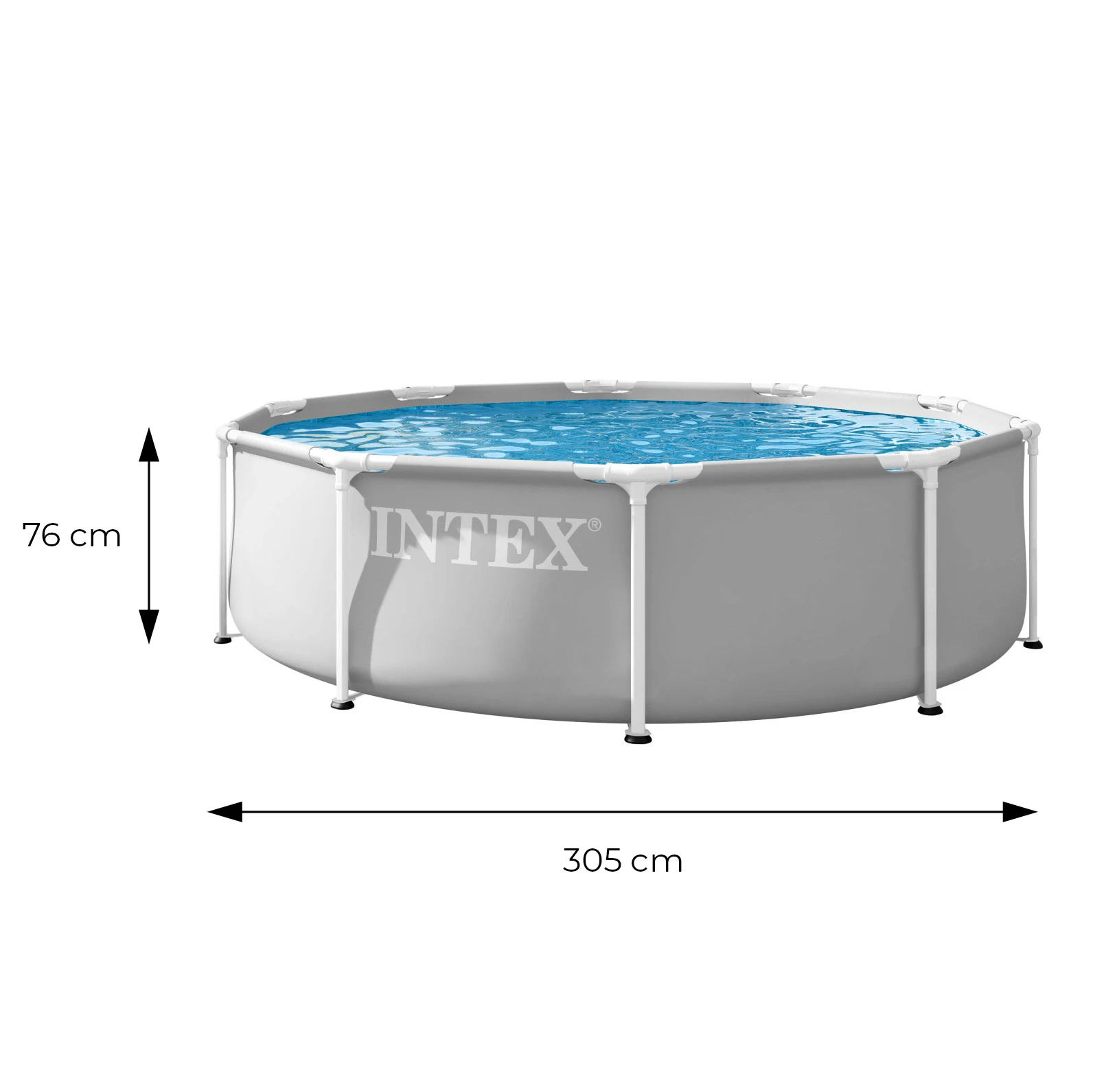 Sodo karkasinis baseinas apvalus 305×76 cm, pilkas, INTEX 26700ND aprašymas - Prekės nuotrauka