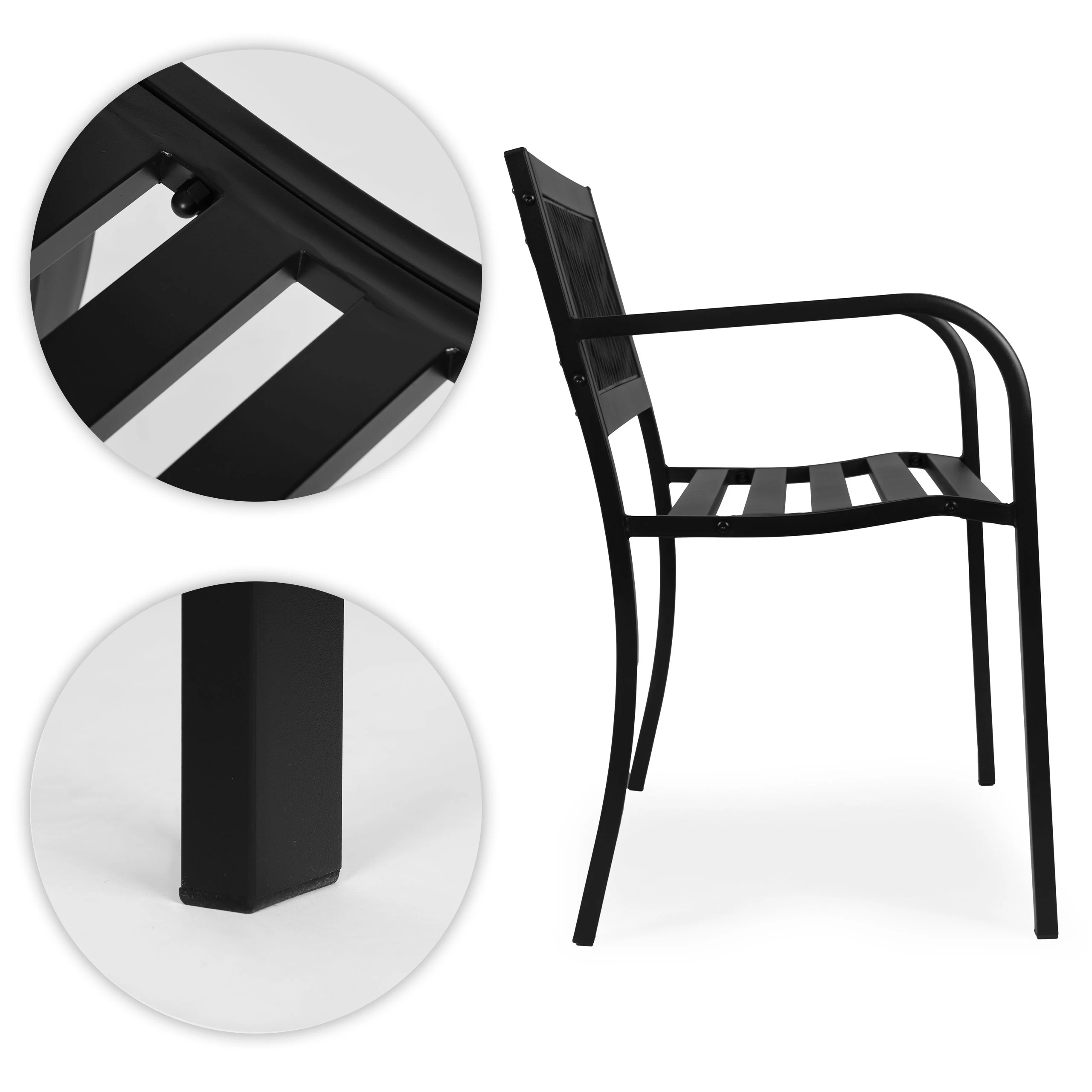 Sodo suoliukas su ažūriniu atlošu 120×50 cm, metalinis, parko stiliaus, juodas, MultiGarden aprašymas - Prekės nuotrauka