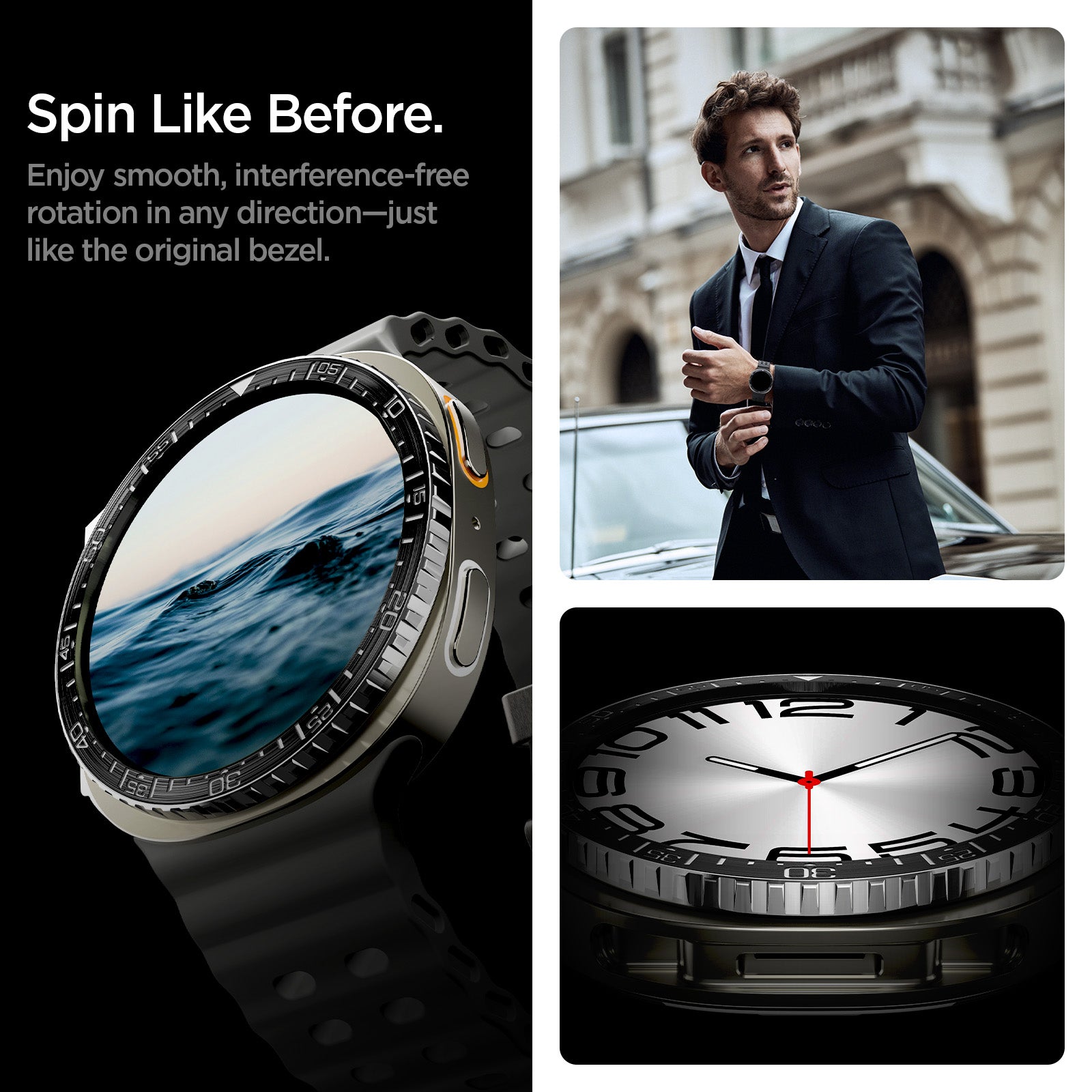 Spigen Bezel Tune (Diver), juodas – Samsung Galaxy Watch Ultra 2 47mm aprašymas - Prekės nuotrauka