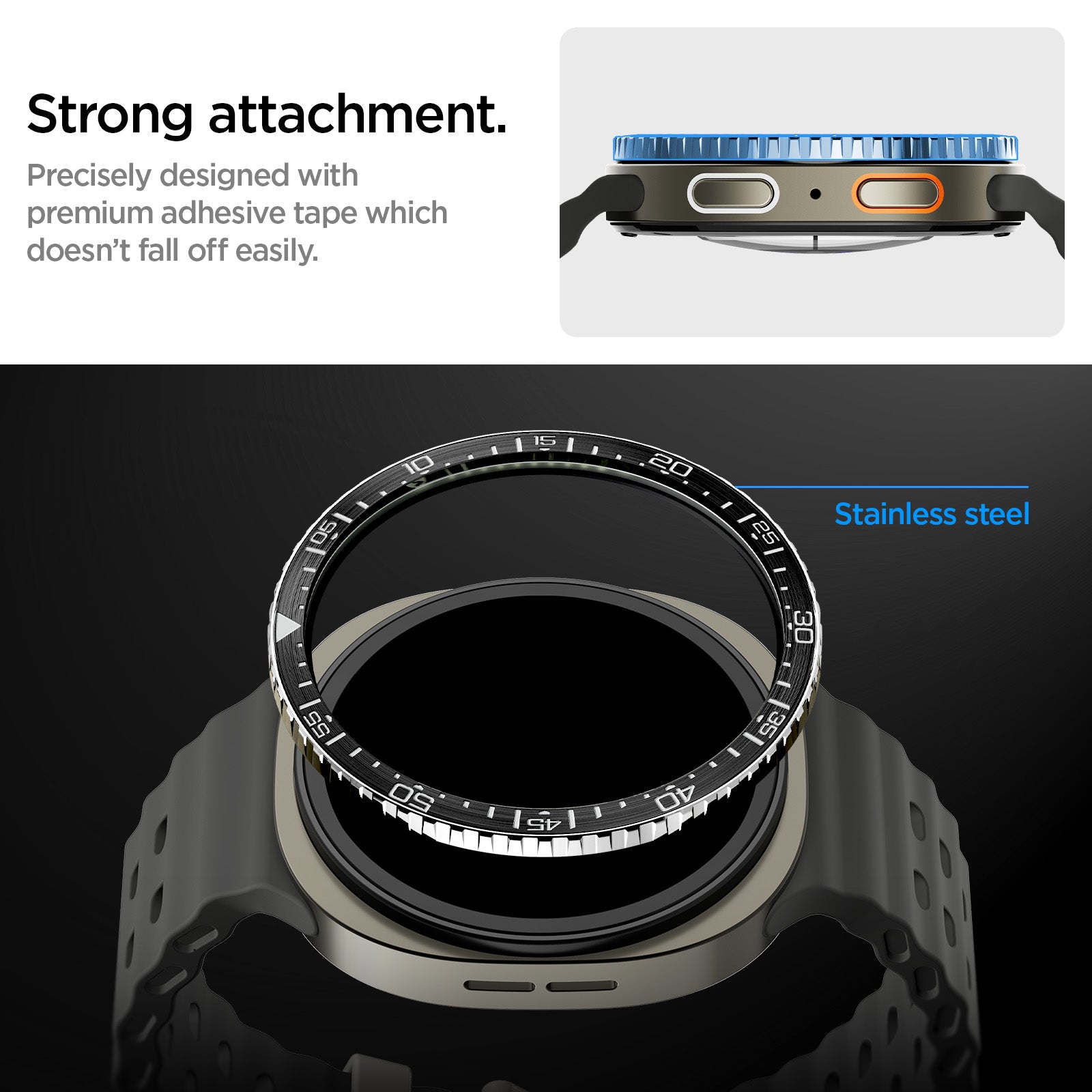 Spigen Bezel Tune (Diver), juodas – Samsung Galaxy Watch Ultra 2 47mm aprašymas - Prekės nuotrauka