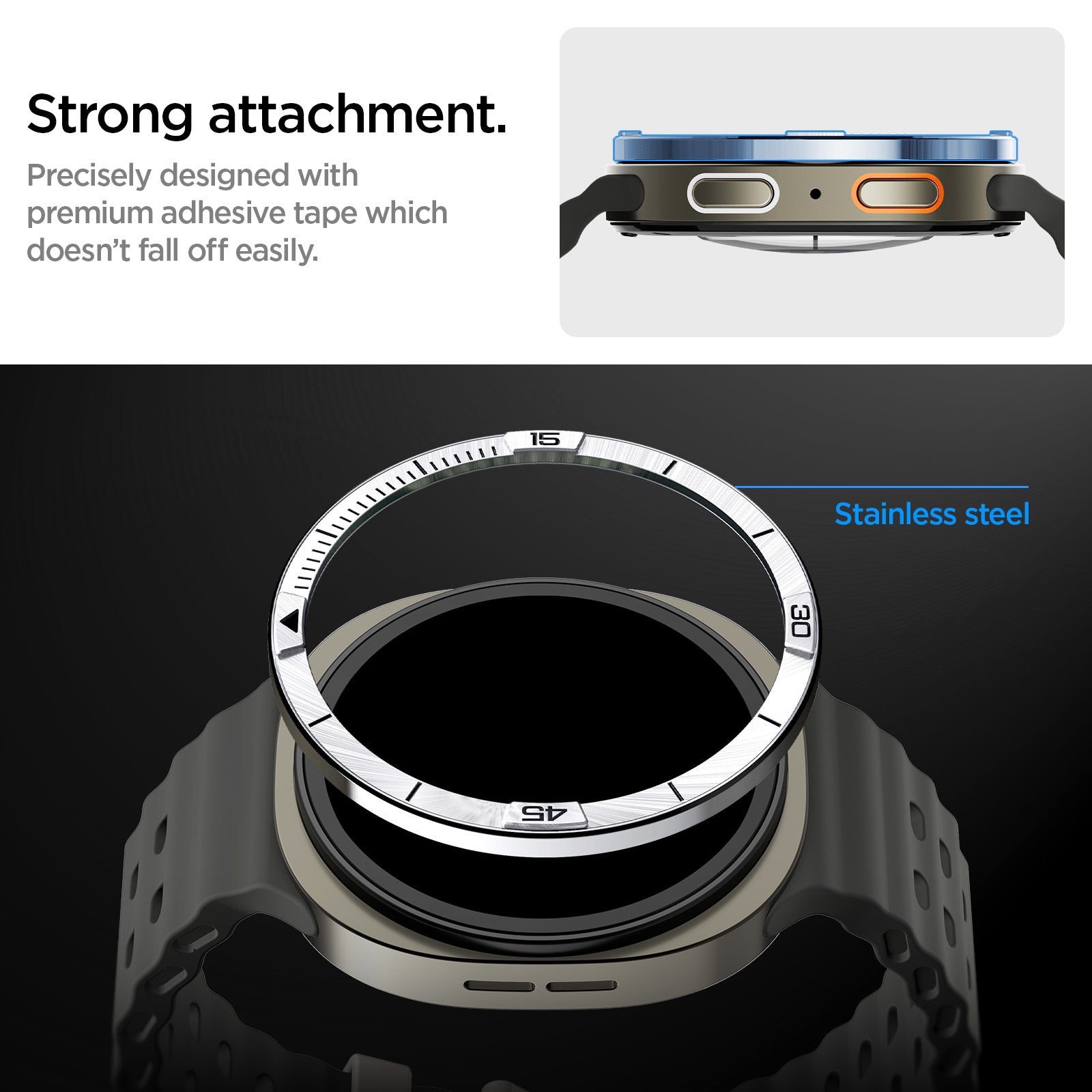 Spigen Bezel Tune (Pilot), sidabrinis – Samsung Galaxy Watch Ultra 2 47mm aprašymas - Prekės nuotrauka