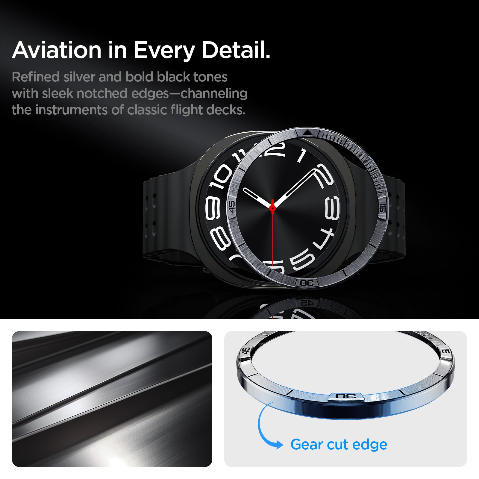 Spigen Bezel Tune (Pilot), sidabrinis – Samsung Galaxy Watch Ultra 2 47mm aprašymas - Prekės nuotrauka
