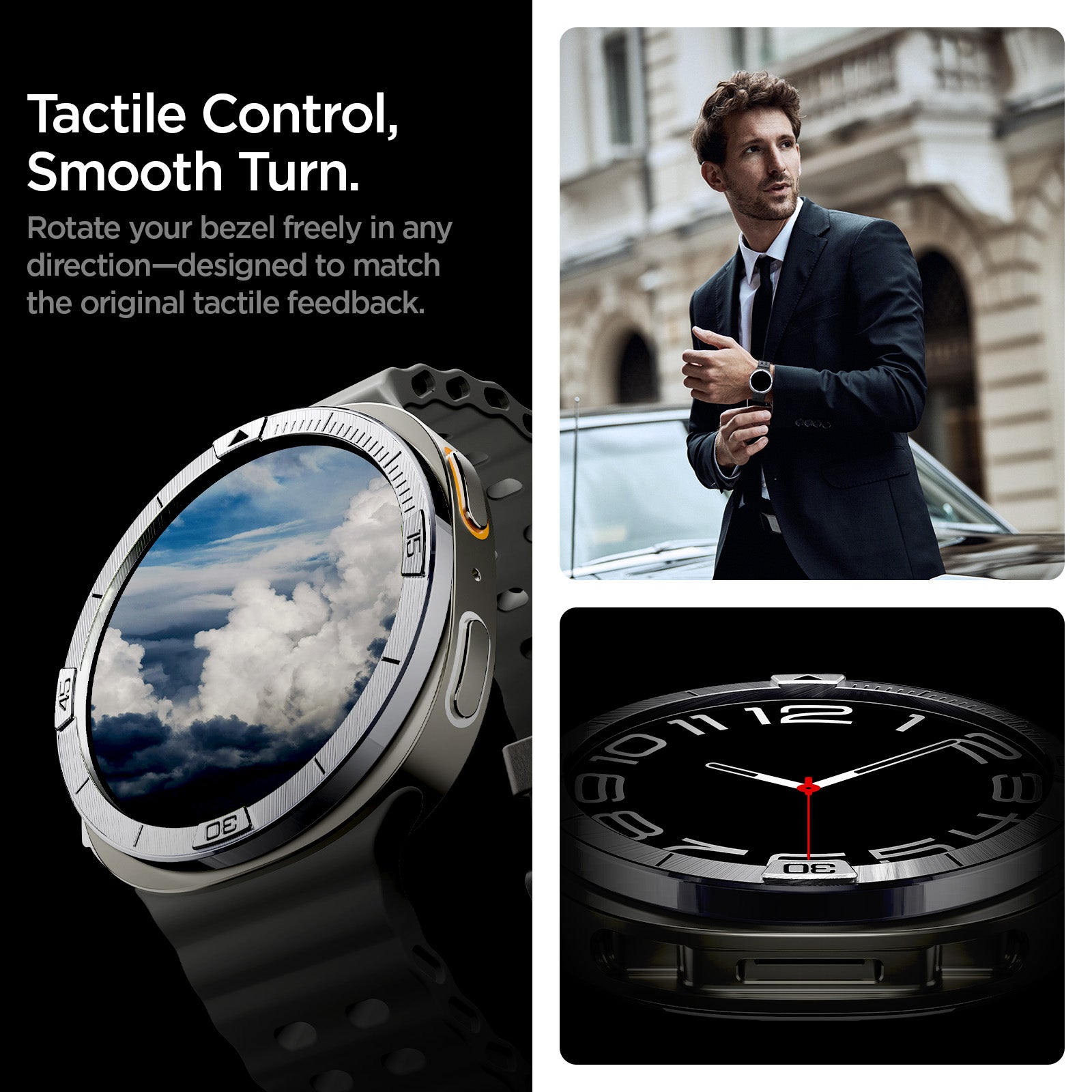 Spigen Bezel Tune (Pilot), sidabrinis – Samsung Galaxy Watch Ultra 2 47mm aprašymas - Prekės nuotrauka