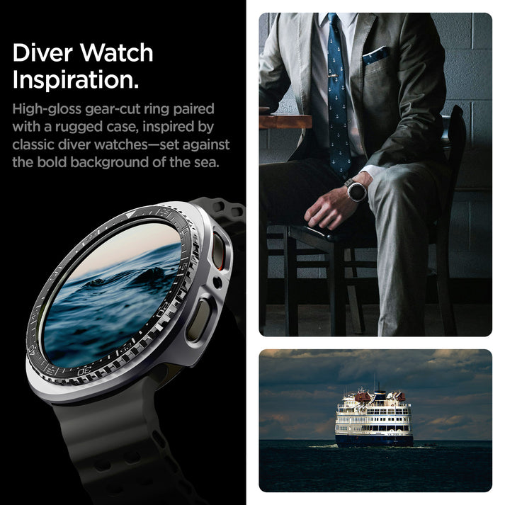 Spigen Bezel Tune Pro (Diver), juodas – Samsung Galaxy Watch Ultra 2 47mm aprašymas - Prekės nuotrauka