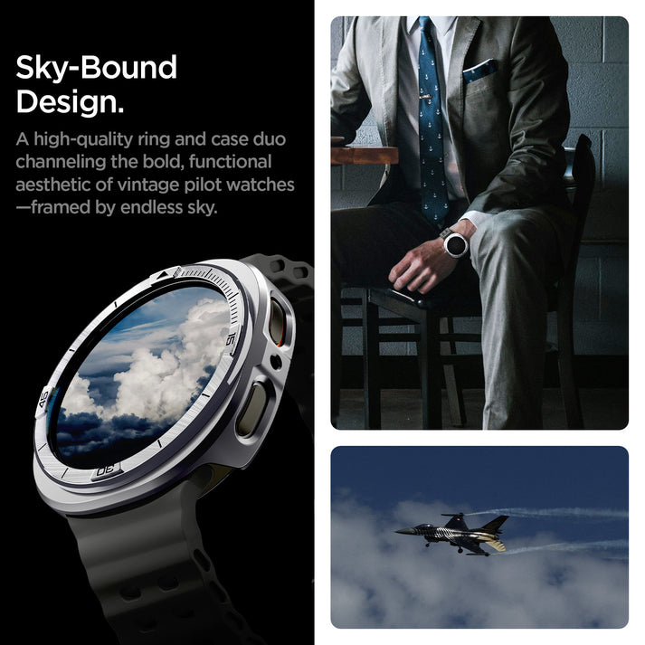 Spigen Bezel Tune Pro (Pilot), sidabrinis – Samsung Galaxy Watch Ultra 2 47mm aprašymas - Prekės nuotrauka