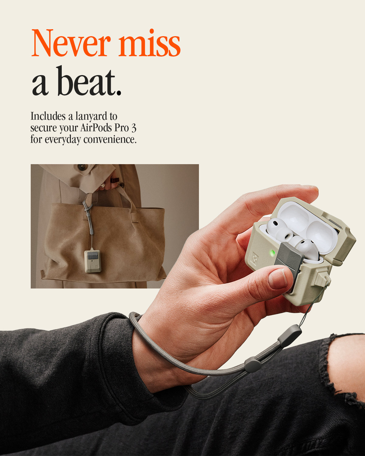 Dėklas Spigen Classic LS, akmens spalvos – AirPods Pro 3 aprašymas - Prekės nuotrauka