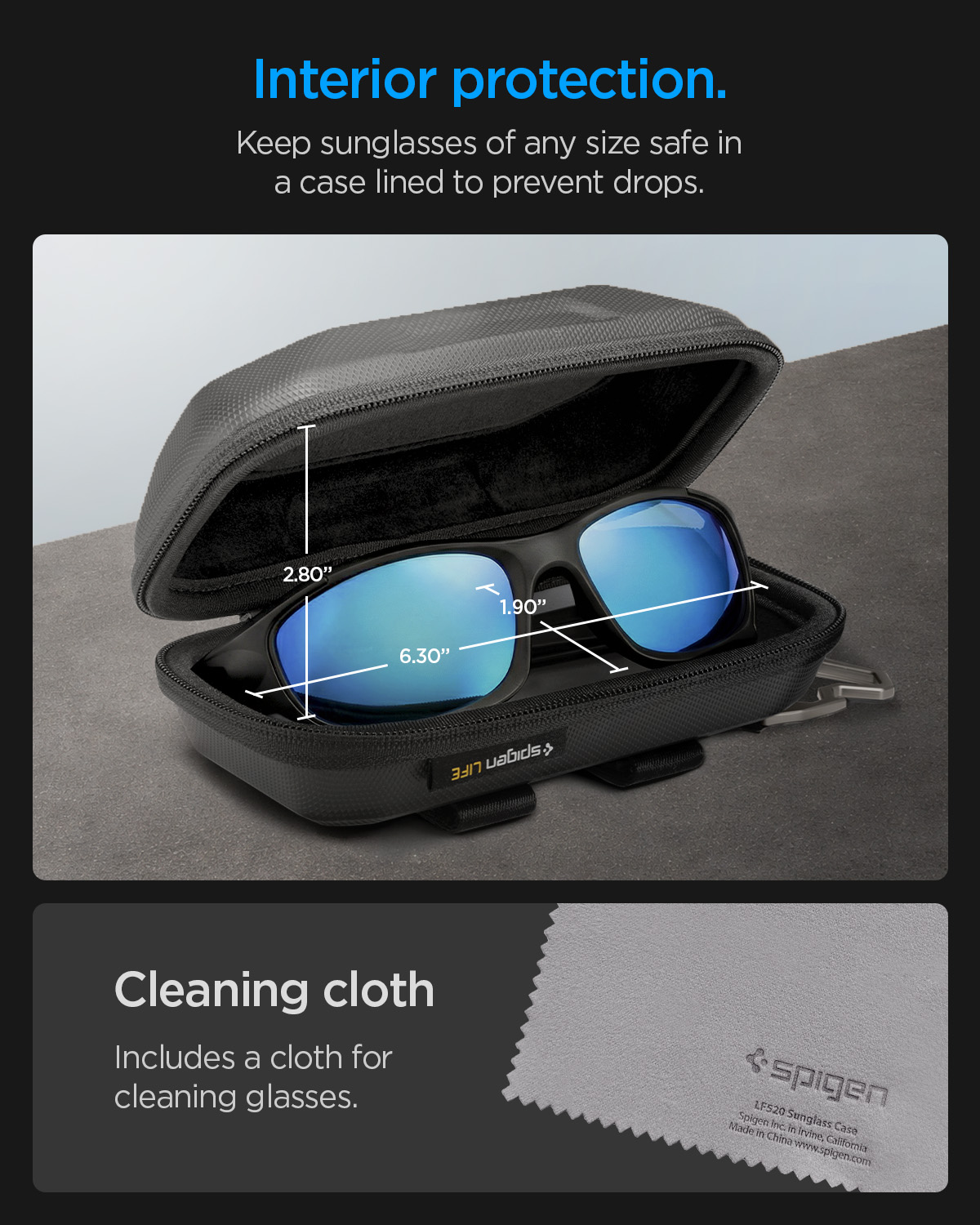 Spigen Lock Fit akinių nuo saulės dėklas, juodas aprašymas - Prekės nuotrauka