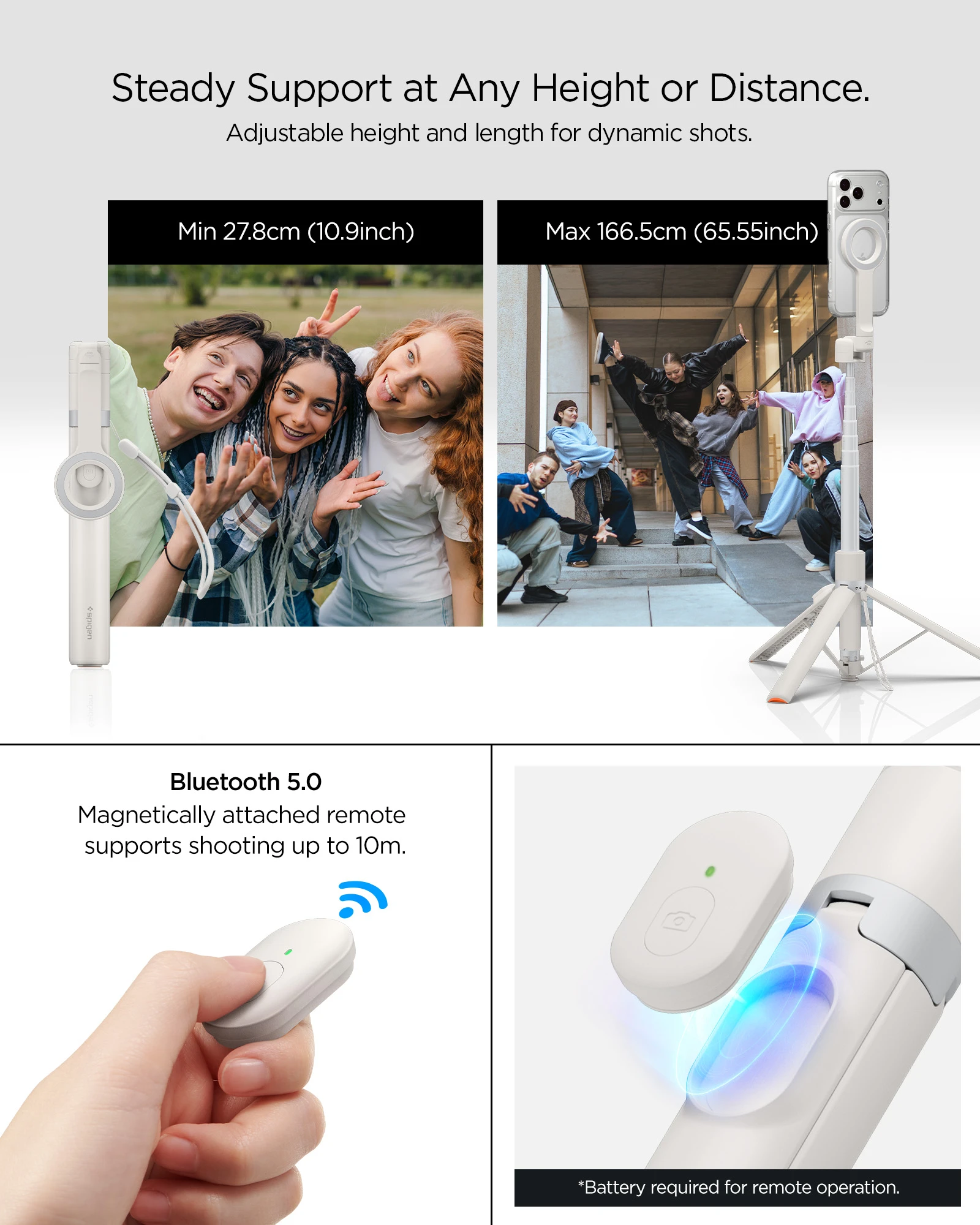 Spigen MagSafe Tripod Selfie Stick, dune beige aprašymas - Prekės nuotrauka