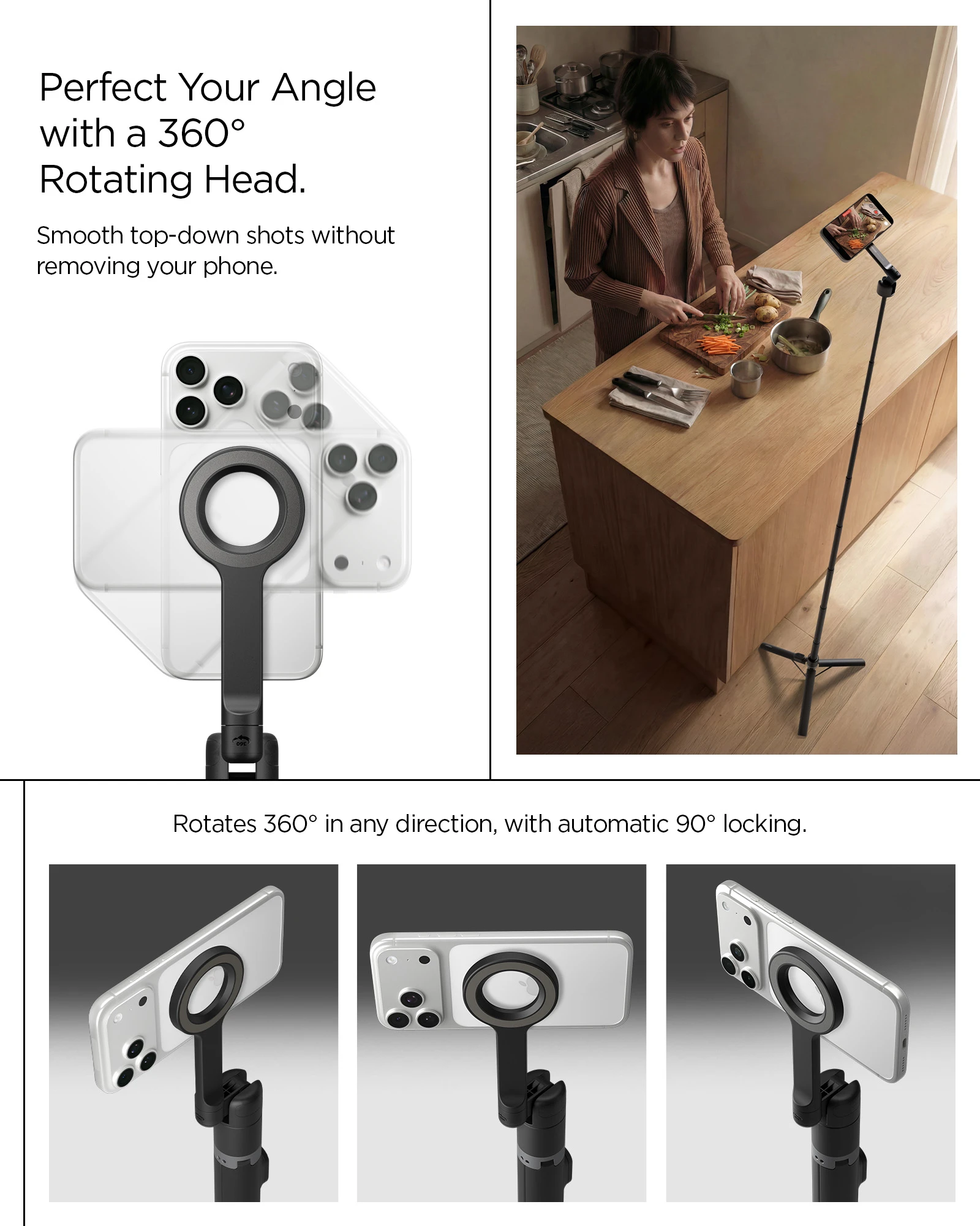 Spigen MagSafe Tripod Selfie Stick, juodos spalvos aprašymas - Prekės nuotrauka