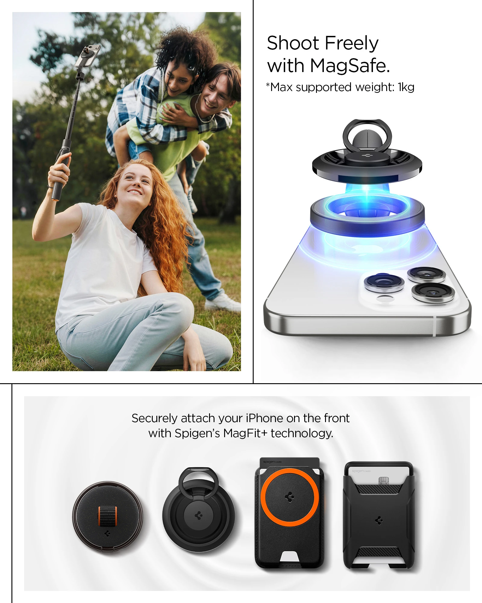 Spigen MagSafe Tripod Selfie Stick, juodos spalvos aprašymas - Prekės nuotrauka