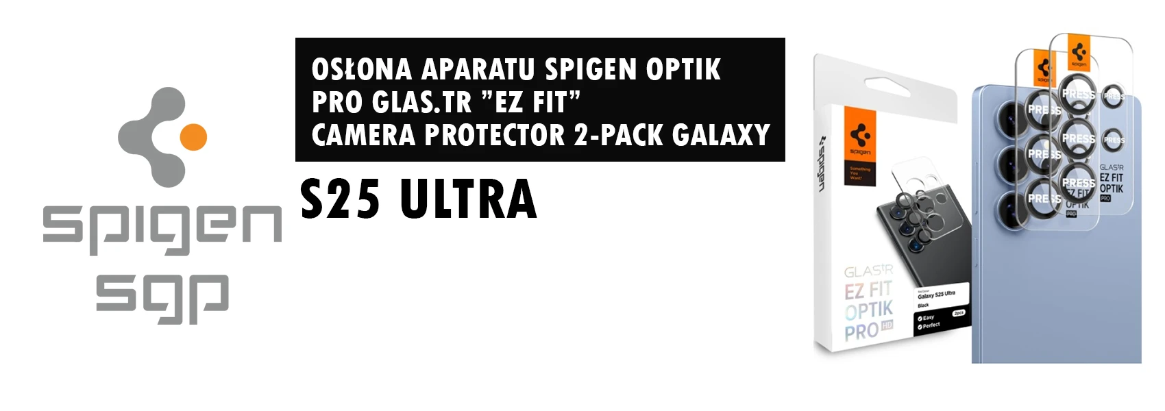 Spigen Optik Pro HD Glas.TR „EZ FIT” fotoaparato apsauginis stikliukas 2vnt Samsung Galaxy S25 Ultra aprašymas - Prekės nuotrauka