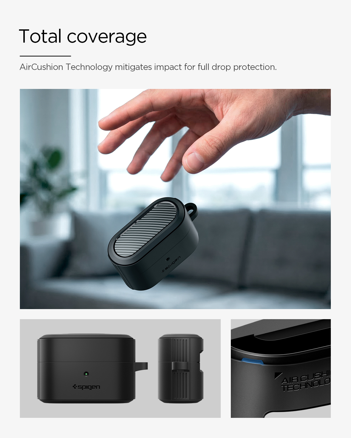 Spigen Rugged Armor, matinė juoda – Sony WF-1000XM6 aprašymas - Prekės nuotrauka