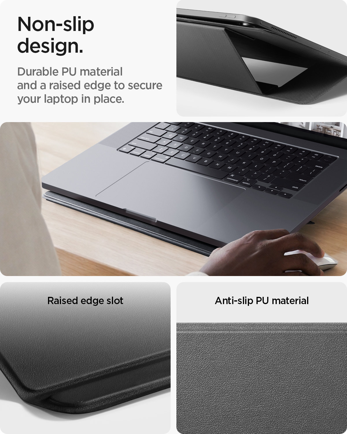 Spigen Slim Fold nešiojamojo kompiuterio stovas LD201-S7, juodas aprašymas - Prekės nuotrauka