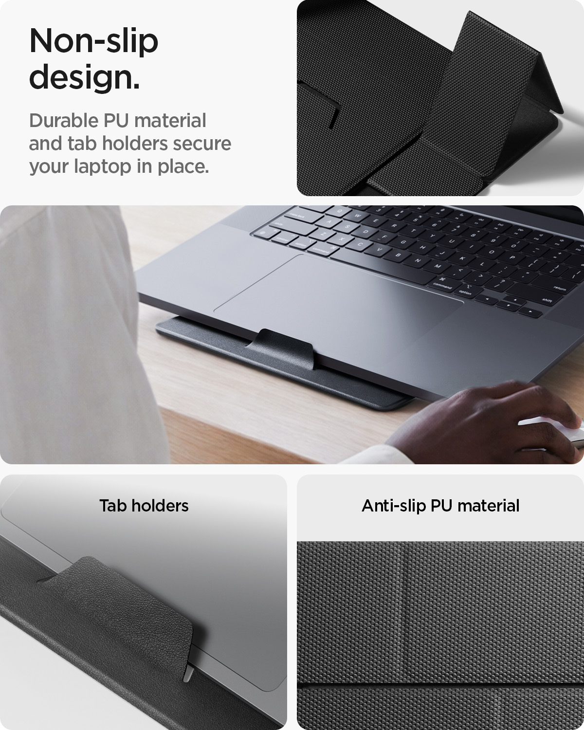 Spigen Slim Fold nešiojamojo kompiuterio ir planšetės stovas LD201-S8, juodas aprašymas - Prekės nuotrauka