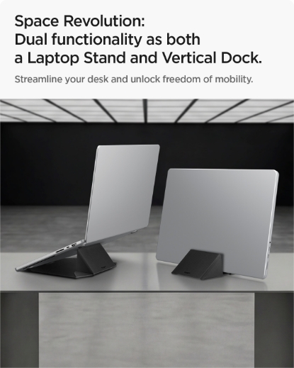 Spigen Slim Fold nešiojamojo kompiuterio stovas ir vertikalus laikiklis LD201-S9, juodas aprašymas - Prekės nuotrauka
