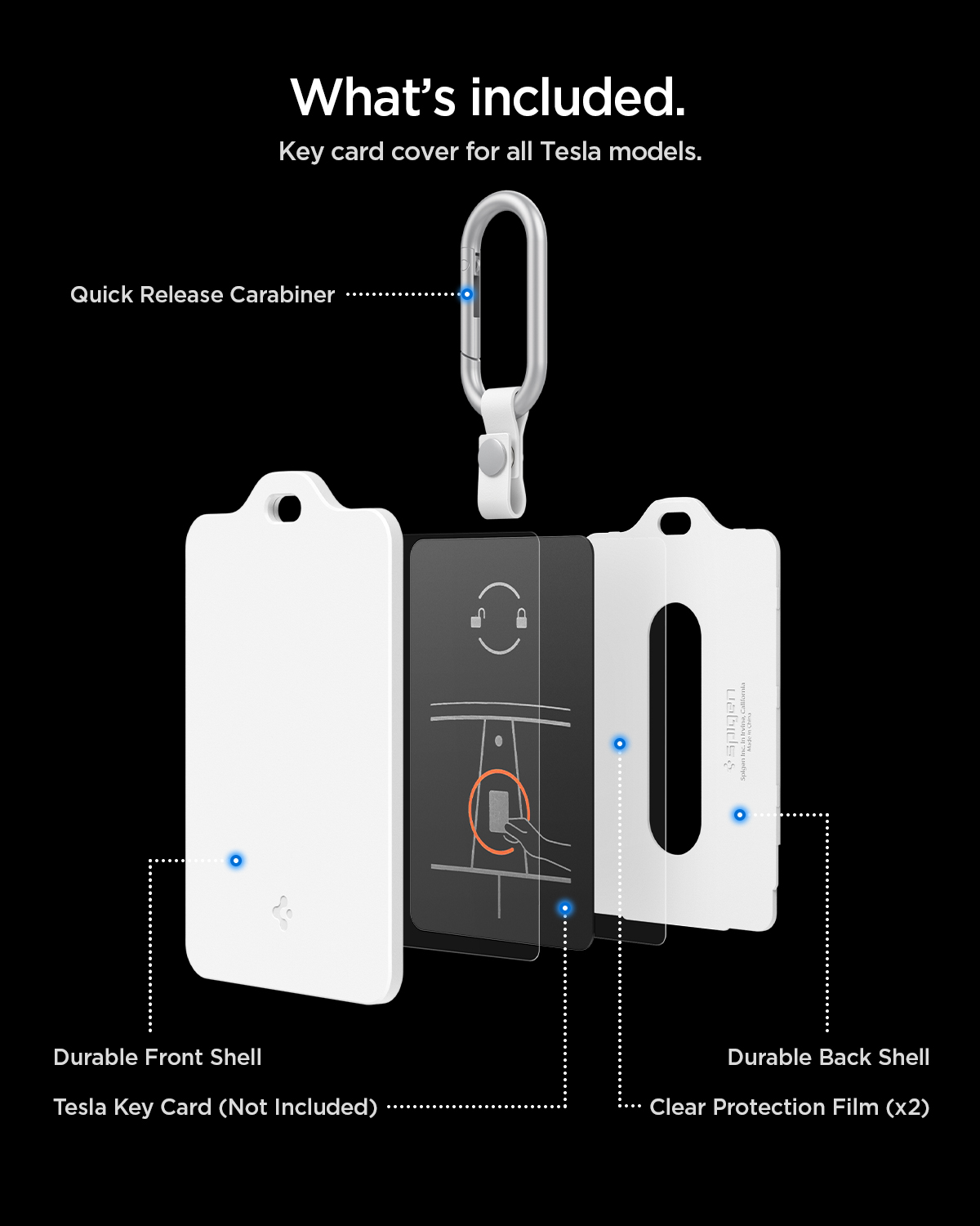 Spigen Tesla kortelių laikiklis, 1 vnt., baltas – Tesla rakto kortelė aprašymas - Prekės nuotrauka