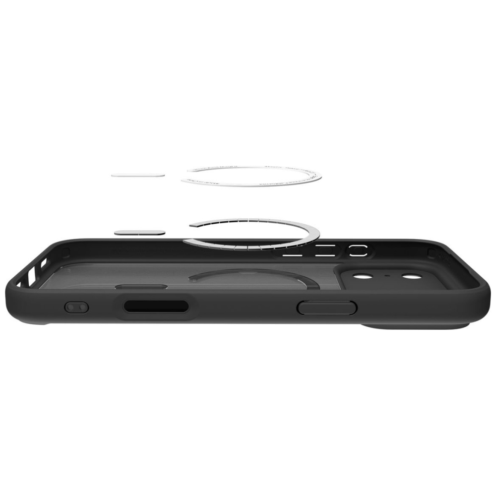 Spigen Ultra Hybrid Mag MagSafe dėklas, skirtas iPhone 18 Pro Max / 17 Pro Max, juodas-oranžinis aprašymas - Prekės nuotrauka