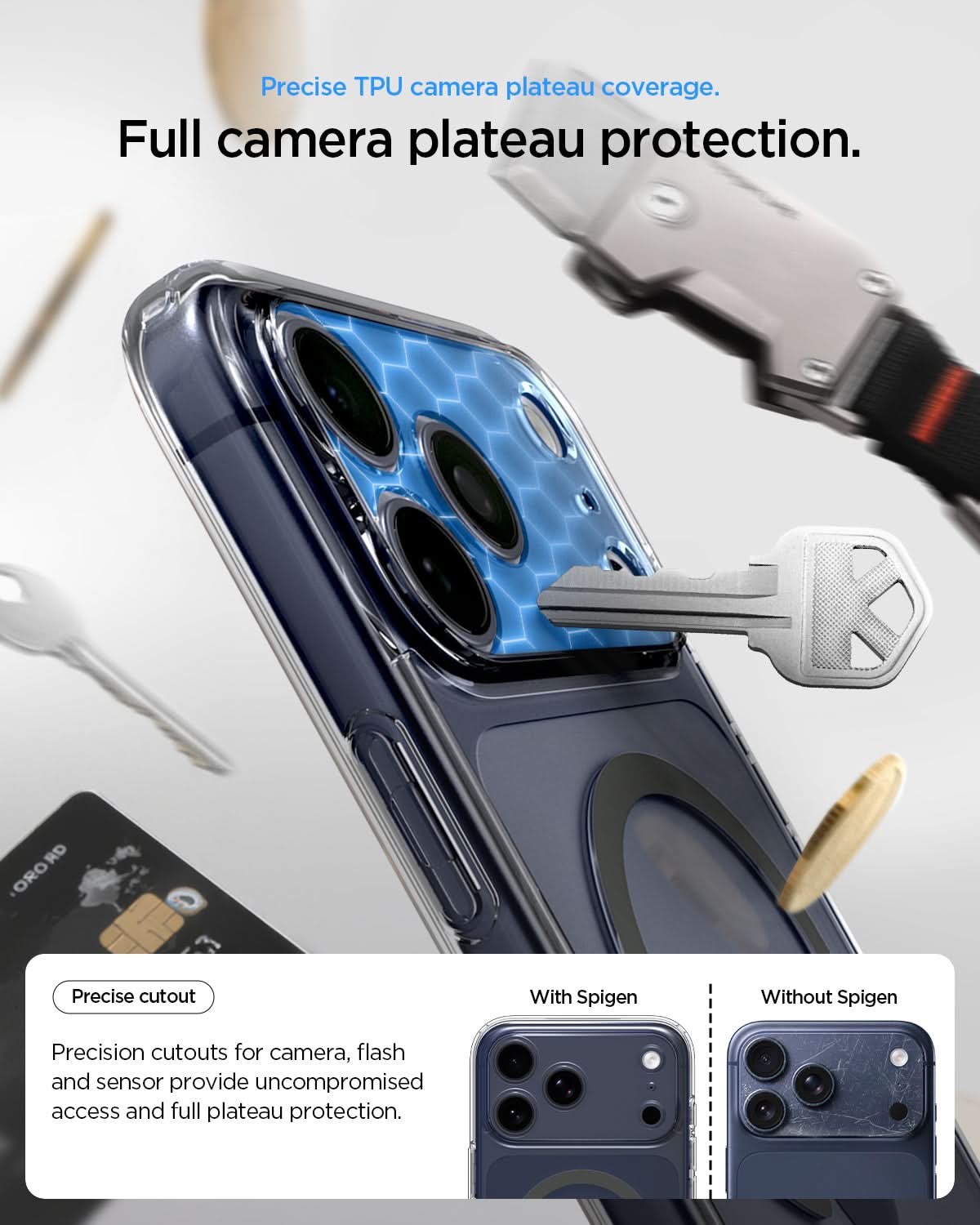 Dėklas Spigen Ultra Hybrid MagSafe, clear baltas – iPhone 18 Pro/17 Pro aprašymas - Prekės nuotrauka