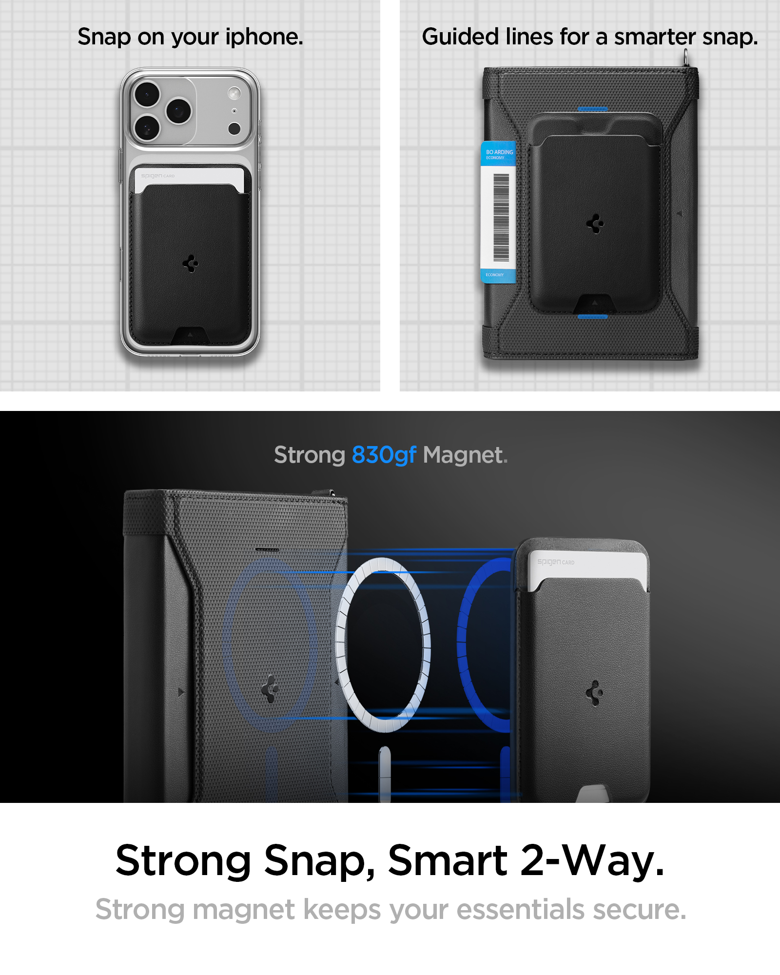 Spigen Universal Passport Holder with MagSafe Wallet, juodas aprašymas - Prekės nuotrauka