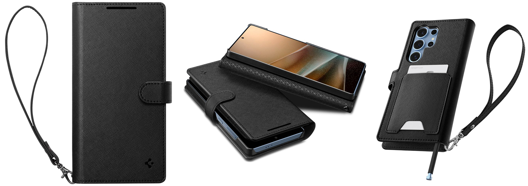 Spigen Wallet „S” Samsung Galaxy S25 Ultra dėklas telefonui juodos spalvos aprašymas - Prekės nuotrauka