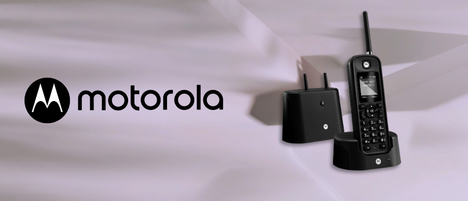 Stacionarus telefonas Motorola O201 su tolimojo ryšio antena, juodas aprašymas - Prekės nuotrauka