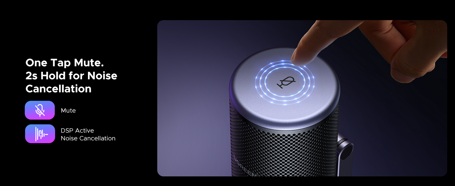 Ugreen Stalinis USB-C mikrofonas 24bit/96kHz su RGB apšvietimu aprašymas - Prekės nuotrauka