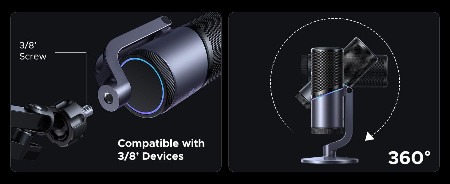 Ugreen Stalinis USB-C mikrofonas 24bit/96kHz su RGB apšvietimu aprašymas - Prekės nuotrauka
