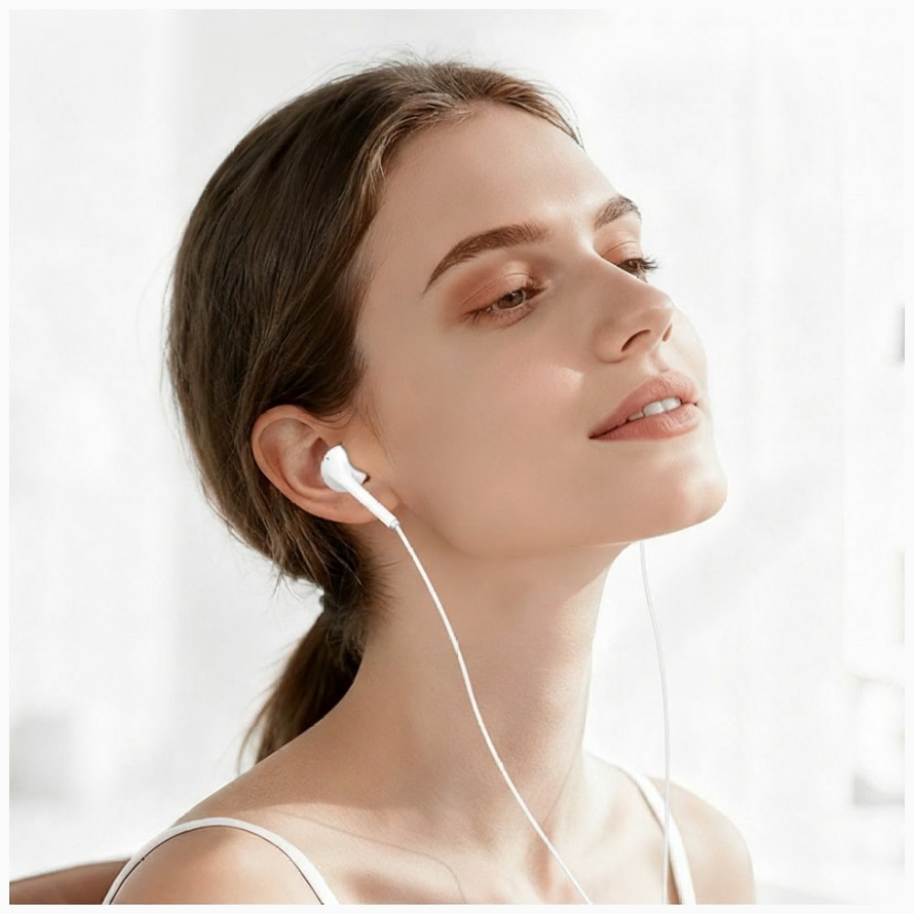 Stereo ausinės USAMS EP-50 USB-C 1.2m baltos spalvos aprašymas - Prekės nuotrauka