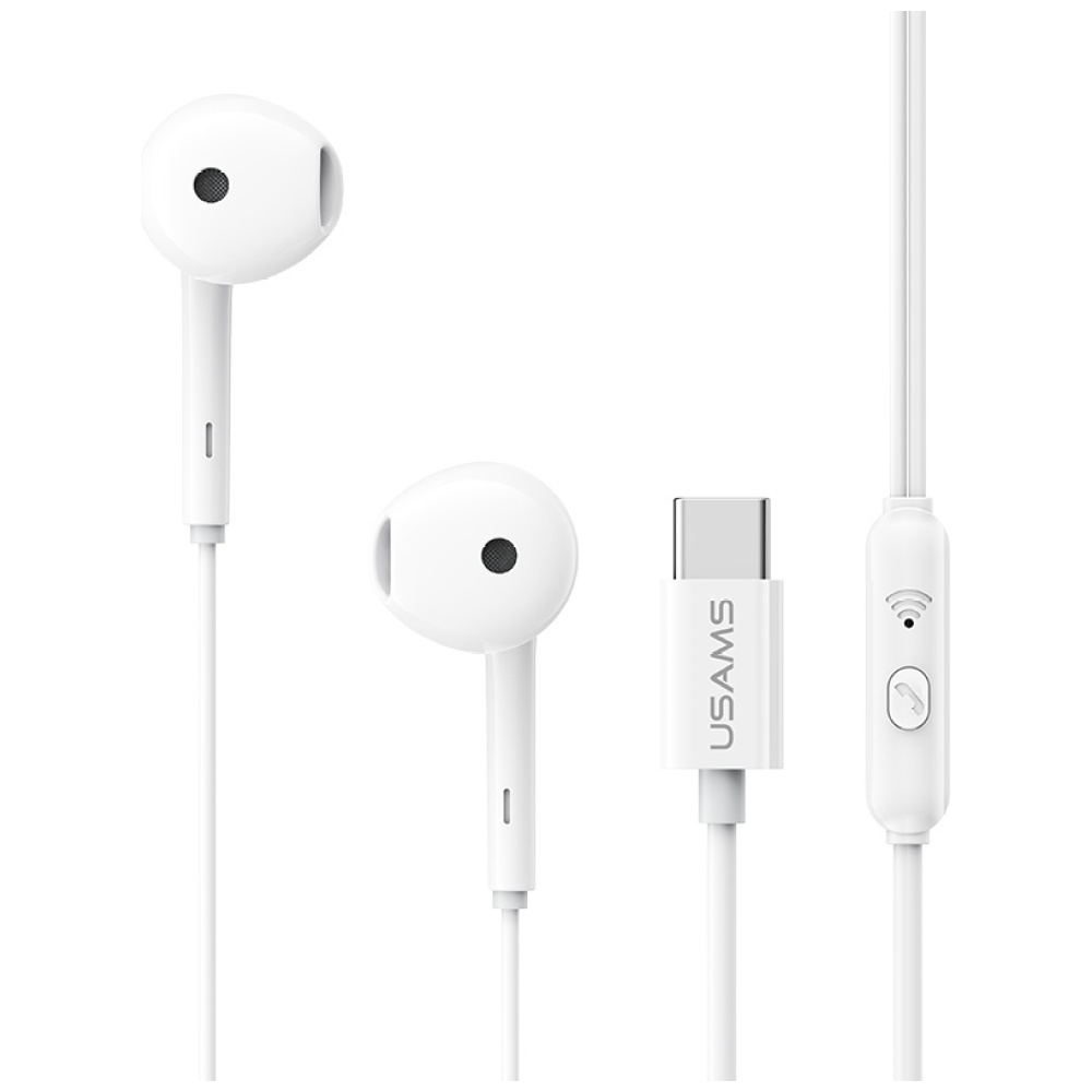 Stereo ausinės USAMS EP-50 USB-C 1.2m baltos spalvos aprašymas - Prekės nuotrauka