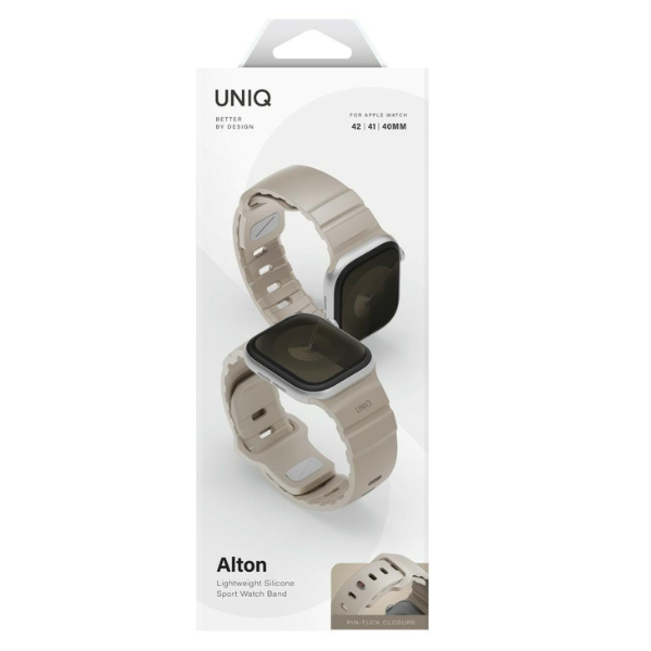 Strap UNIQ Alton, skirtas Watch 42/41/40 mm, silikono smėlio spalvos aprašymas - Prekės nuotrauka
