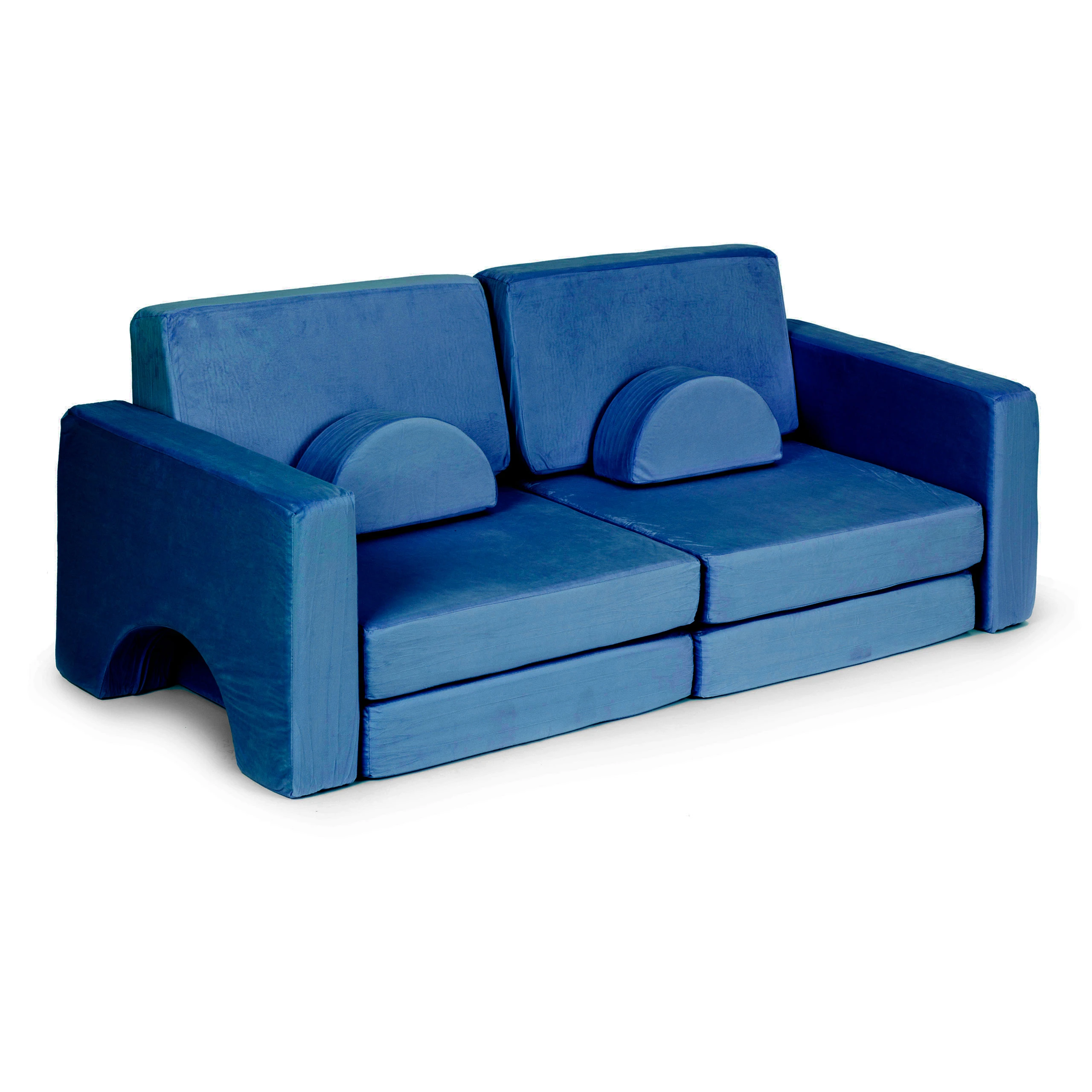 Sudedama modulinė sofa vaikams, didelė, 2 vietų, „pasidaryk pats“, 10 minkštų pagalvių – mėlyna ECOTOYS aprašymas - Prekės nuotrauka