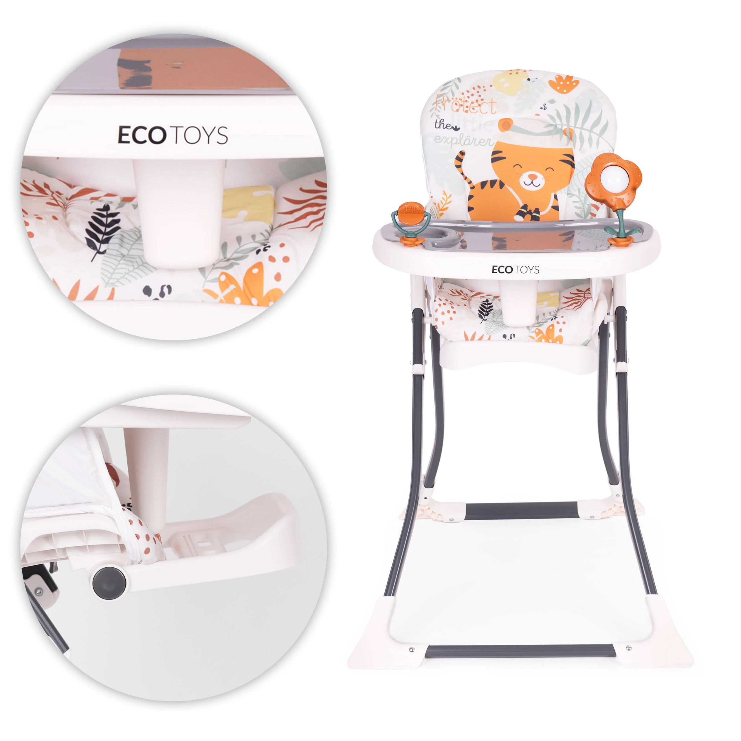 Modernhome Sulankstoma maitinimo kėdutė vaikams su žaislais, ECOTOYS aprašymas - Prekės nuotrauka
