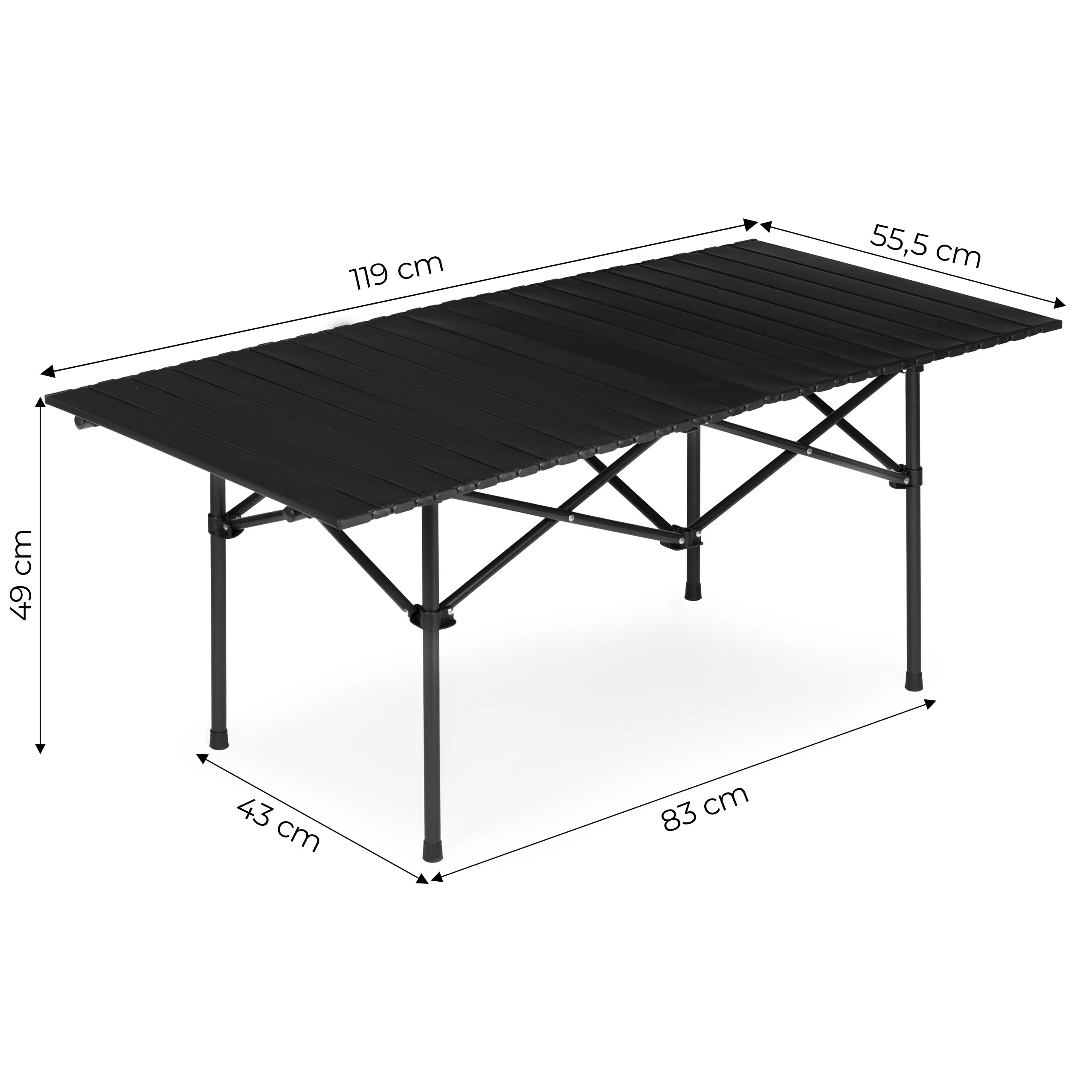 Sulankstomas kempingo stalas 120×55 cm su nešiojimo krepšiu, juodas, MultiGarden aprašymas - Prekės nuotrauka