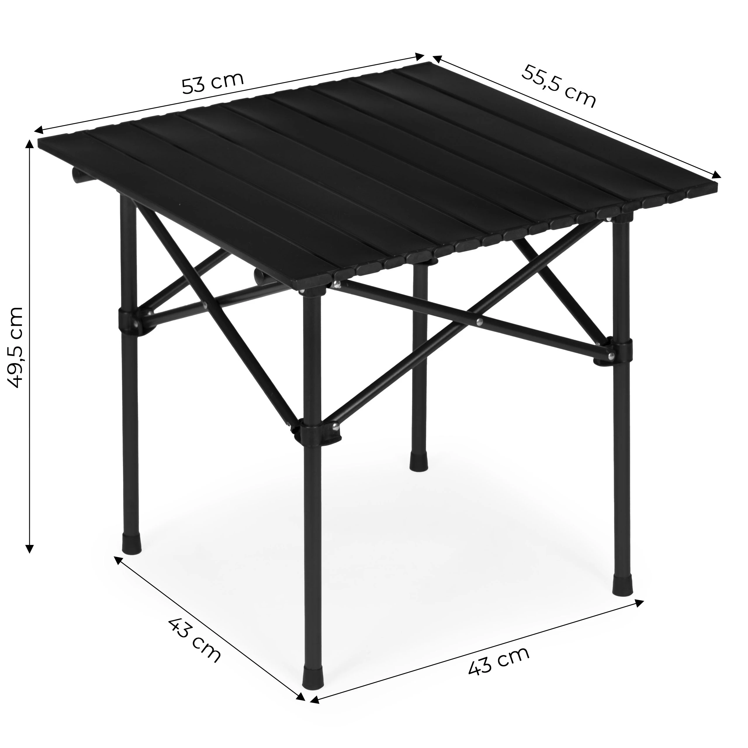 Sulankstomas kempingo stalas 53×55 cm su nešiojimo krepšiu, juodas, MultiGarden aprašymas - Prekės nuotrauka