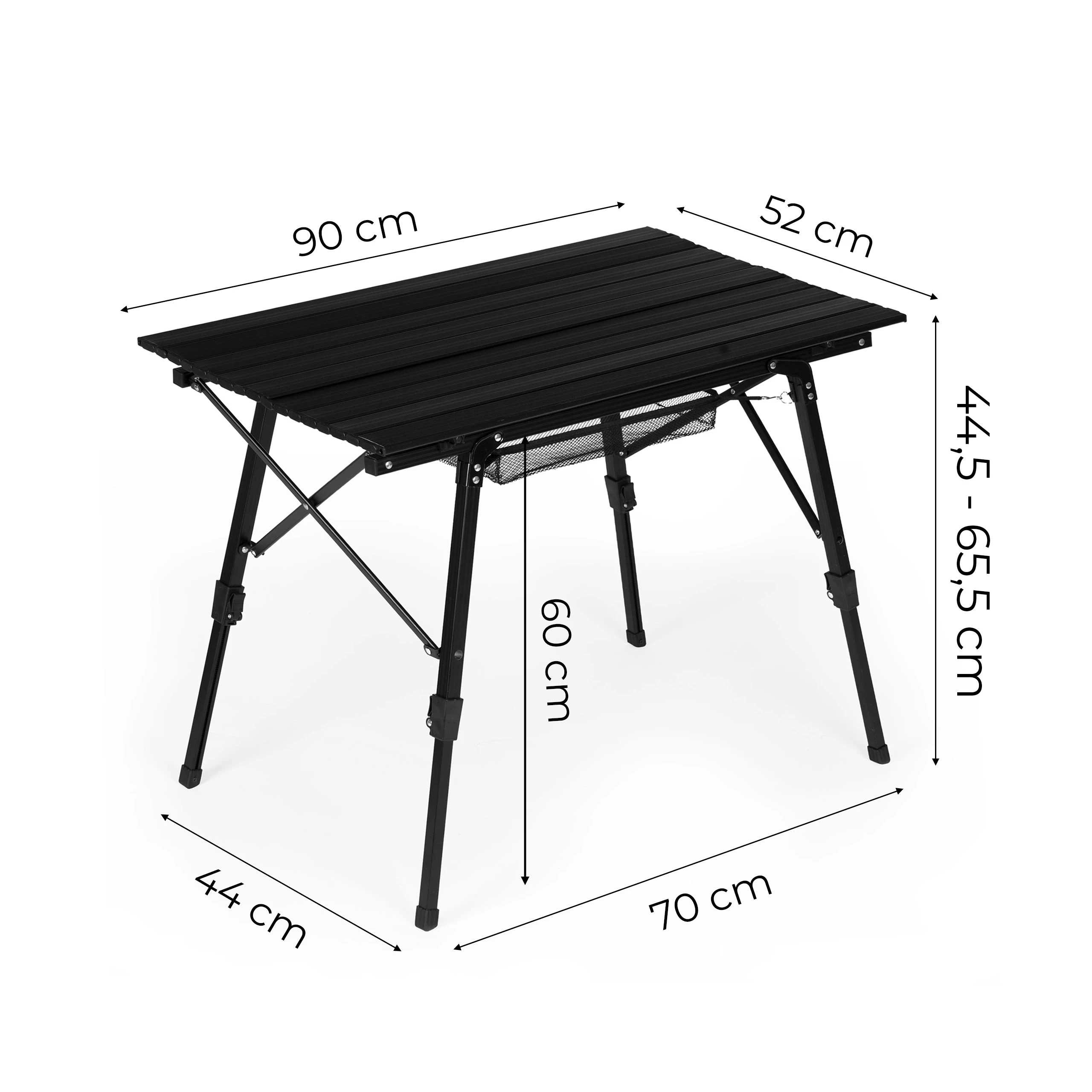 Lauko baldų komplektas Sulankstomas kempingo stalas 90×50 cm, reguliuojamo aukščio, su krepšiu, juodas, MultiGarden aprašymas - Prekės nuotrauka