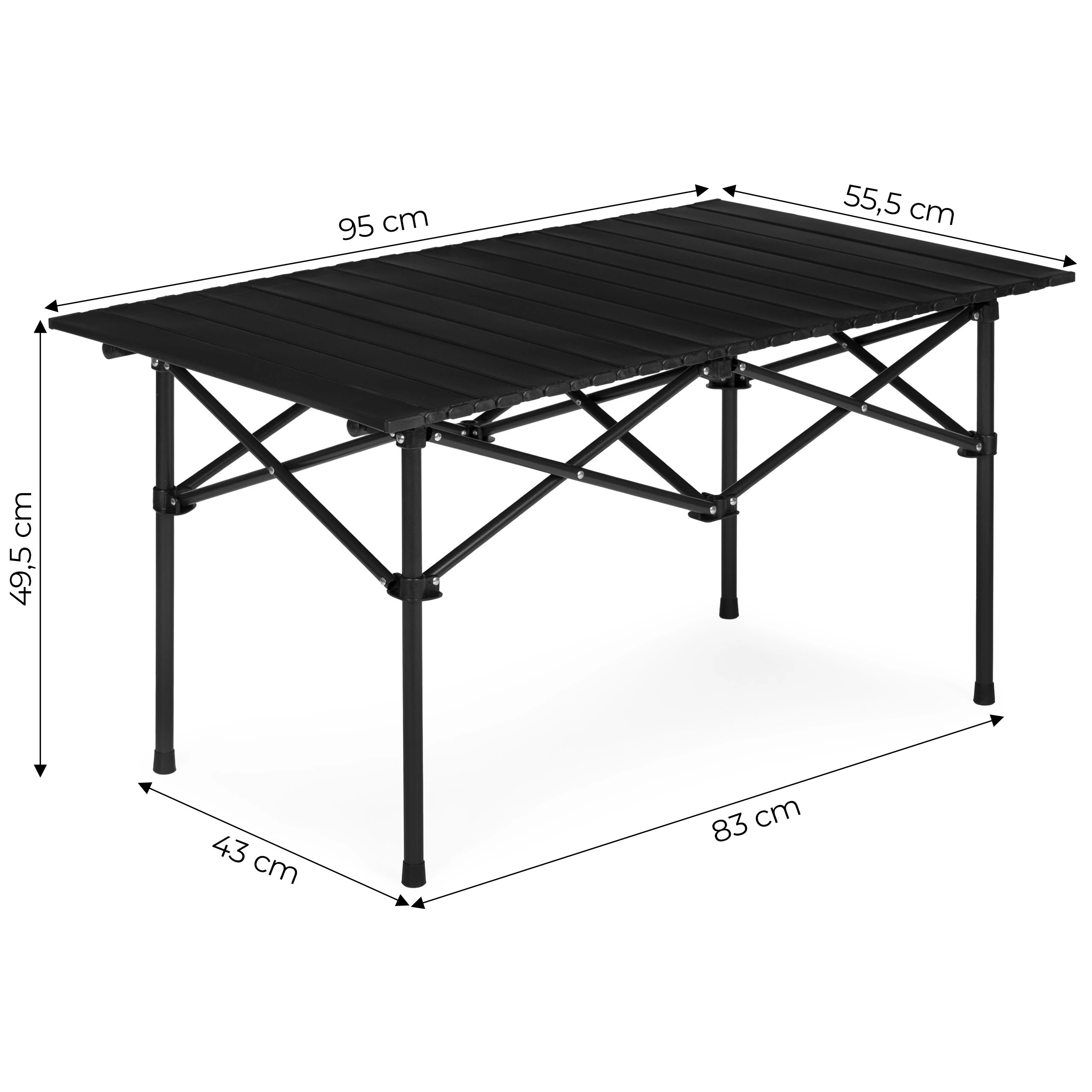 Sulankstomas stovyklavimo stalas 95×55 cm su nešiojimo krepšiu, juodas, MultiGarden aprašymas - Prekės nuotrauka