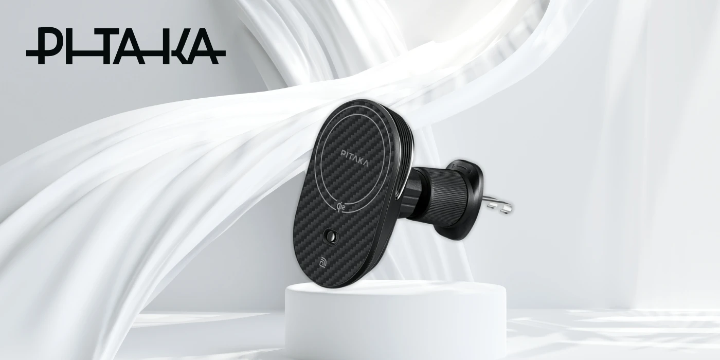 Telefono laikiklis su belaidžiu įkrovimu PITAKA MagEZ Pro 2 Qi2 15W NFC MagSafe juodas pilkas aprašymas - Prekės nuotrauka Telefono laikiklis su belaidžiu įkrovimu PITAKA MagEZ Pro 2 Qi2 15W NFC MagSafe juodas pilkas aprašymas - Prekės nuotrauka