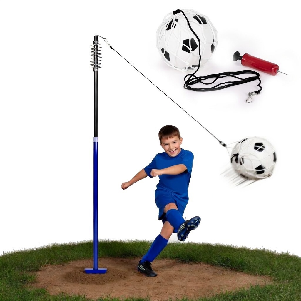 Tetherball futbolo treniruočių rinkinys su virve, stulpu, spyruokle, kamuoliu ir pompa, MOVEPRO aprašymas - Prekės nuotrauka