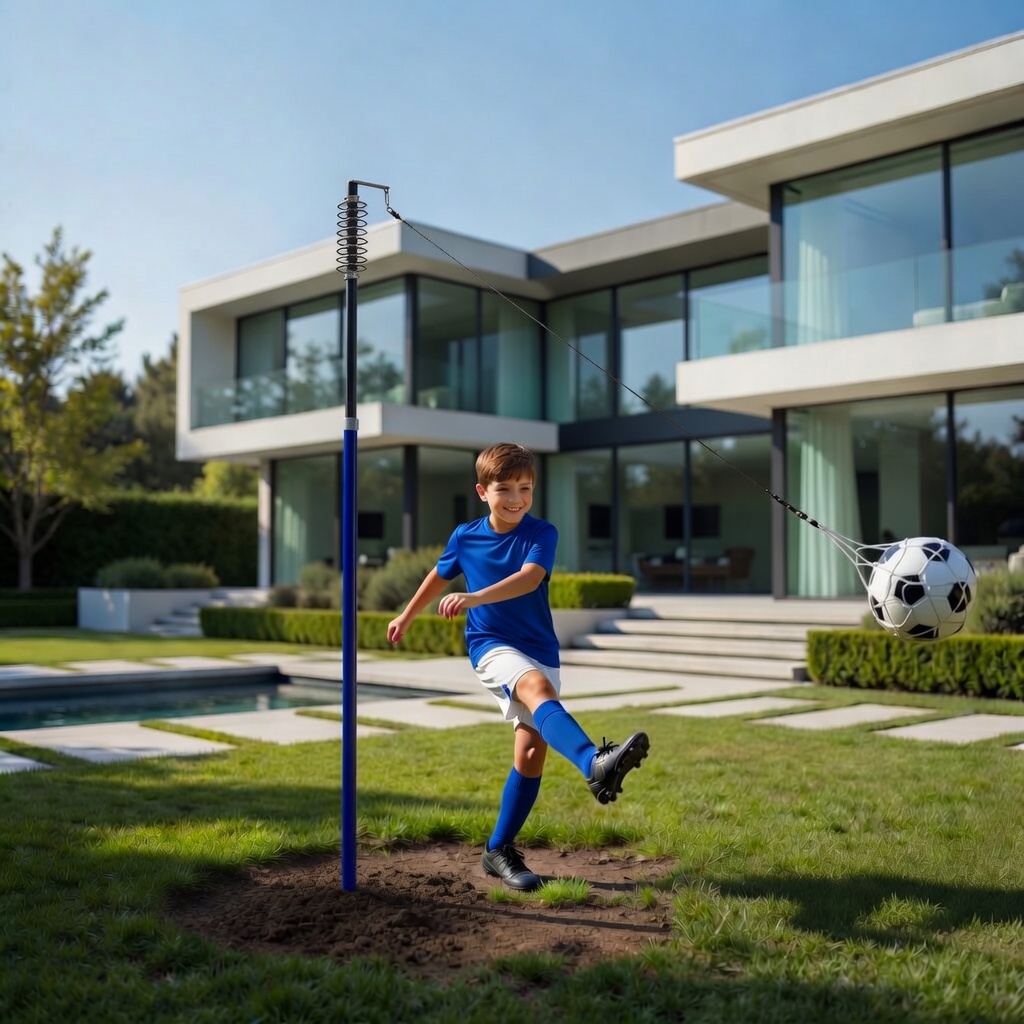 Tetherball futbolo treniruočių rinkinys su virve, stulpu, spyruokle, kamuoliu ir pompa, MOVEPRO aprašymas - Prekės nuotrauka