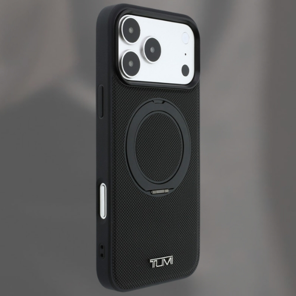 Tumi Ballistic dėklas su žiediniu stovu ir MagSafe funkcija, skirtas iPhone 18 Pro / 17 Pro, juodas aprašymas - Prekės nuotrauka