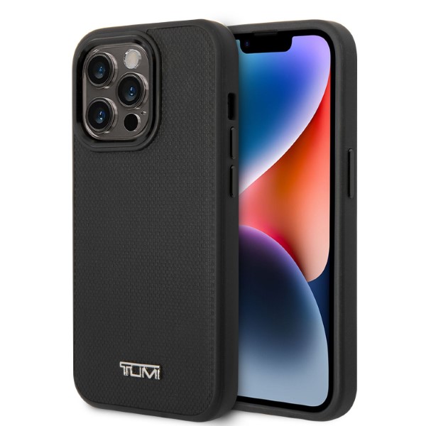 Tumi TUHMP15LRBAK Apple iPhone 15 Pro 6.1″ juodos spalvos kietas dėklas with Leather Ballistic Pattern and MagSafe aprašymas - Prekės nuotrauka Tumi TUHMP15LRBAK Apple iPhone 15 Pro 6.1″ juodos spalvos kietas dėklas with Leather Ballistic Pattern and MagSafe aprašymas - Prekės nuotrauka