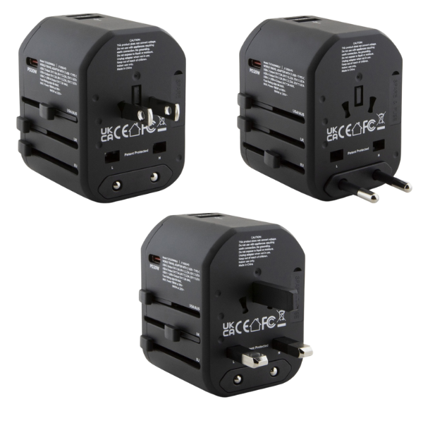 TUMI TUTA20WMSLK kelioninis adapteris 20W USB-C / 2xUSB-A juodas aprašymas - Prekės nuotrauka