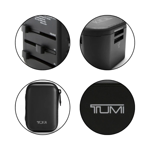 TUMI TUTA20WMSLK Travel Adapteris 20W USB-C / 2xUSB-A juodos spalvos aprašymas - Prekės nuotrauka