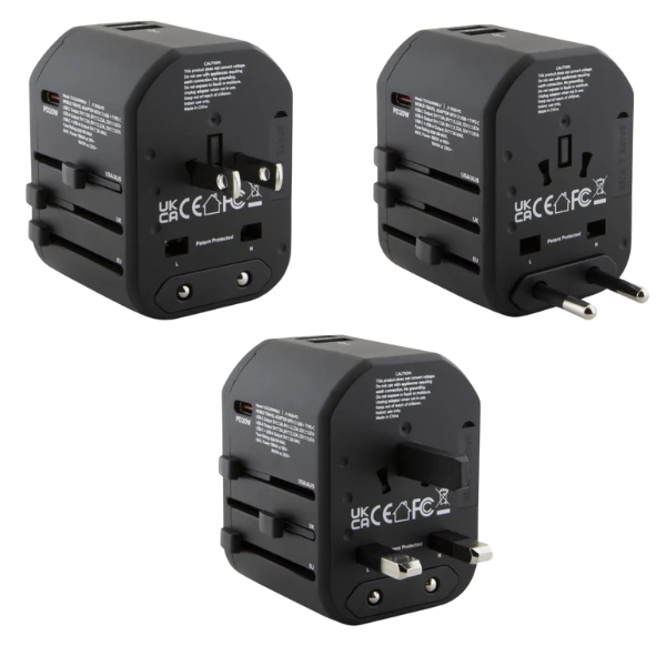 TUMI TUTA20WMSLK Travel Adapteris 20W USB-C / 2xUSB-A juodos spalvos aprašymas - Prekės nuotrauka