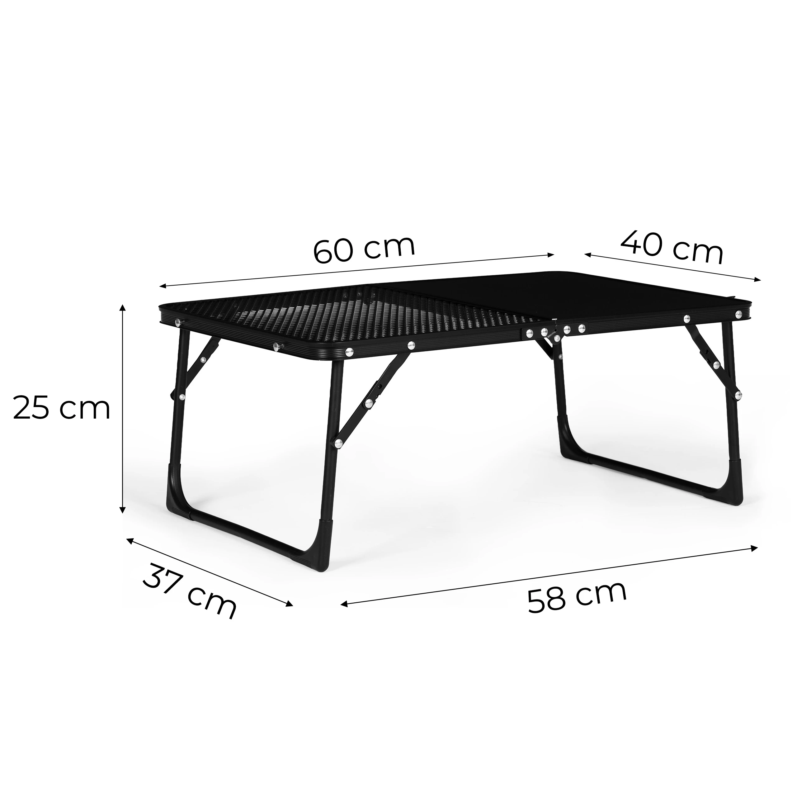 Turistinis kempingo stalas 60×40 cm, susilankstantis į lagaminą, juodas MultiGarden aprašymas - Prekės nuotrauka