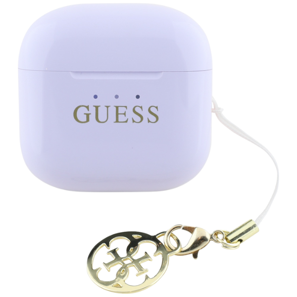 TWS ausinės Guess Glossy Effect Printed Classic Logo & Charm lavender aprašymas - Prekės nuotrauka