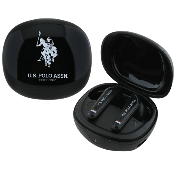 Us Polo Assn TWS ausinės US Polo DH Logo su įkrovimo stotele, juodos spalvos aprašymas - Prekės nuotrauka