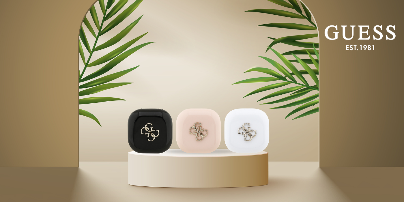 TWS Guess 4G Metal Logo ausinės baltos spalvos aprašymas - Prekės nuotrauka TWS Guess 4G Metal Logo ausinės baltos spalvos aprašymas - Prekės nuotrauka