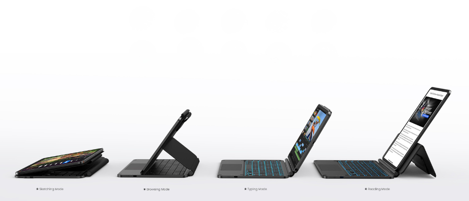 Typecase Studio dėklas su klaviatūra, skirtas iPad Air 11″ M2 2024 / M3 2025 / M4 2026, juodos spalvos aprašymas - Prekės nuotrauka